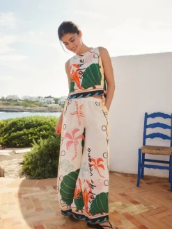 Multicolore - Pantalon large de jambe