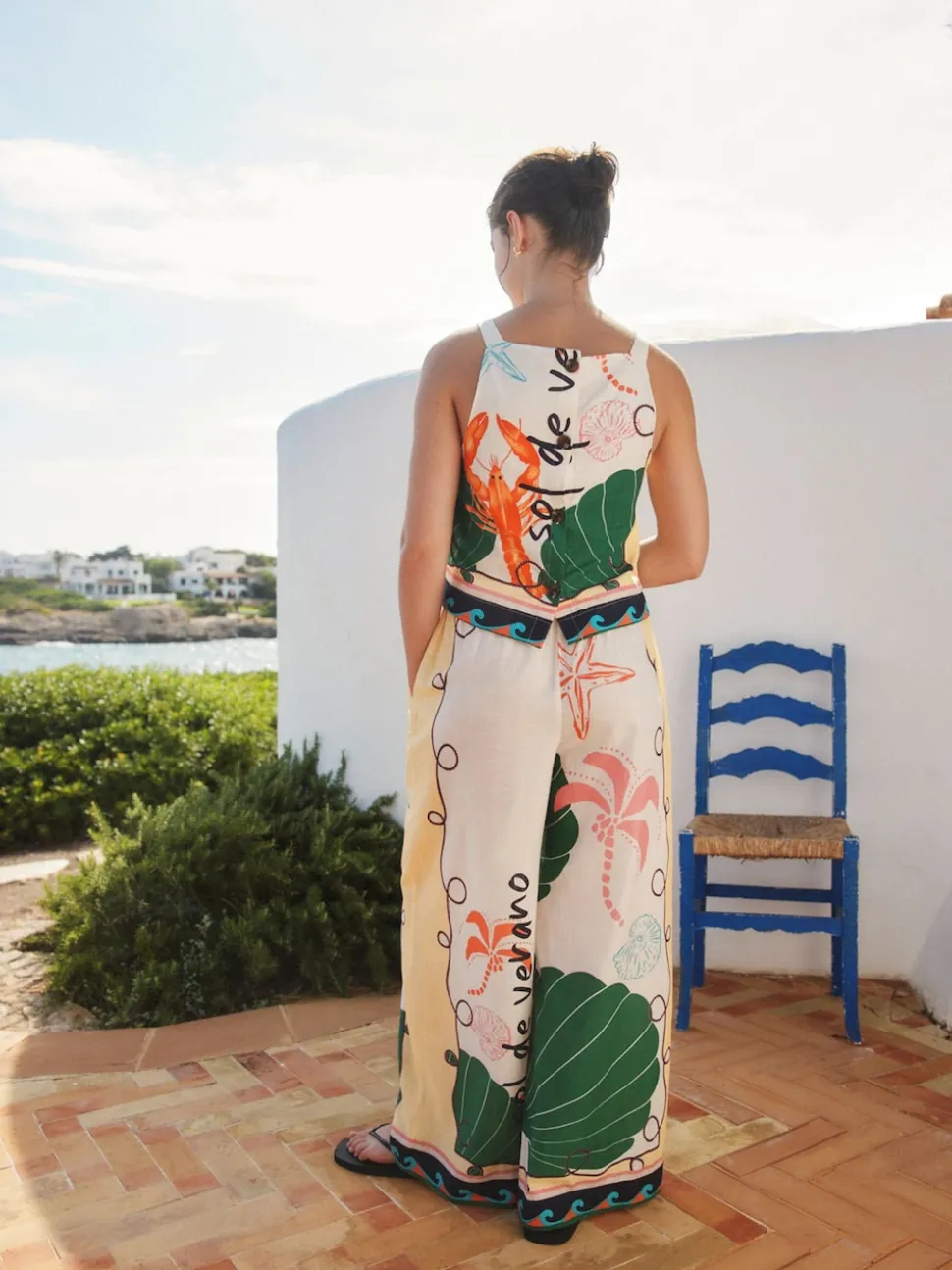 Multicolore - Pantalon large de jambe