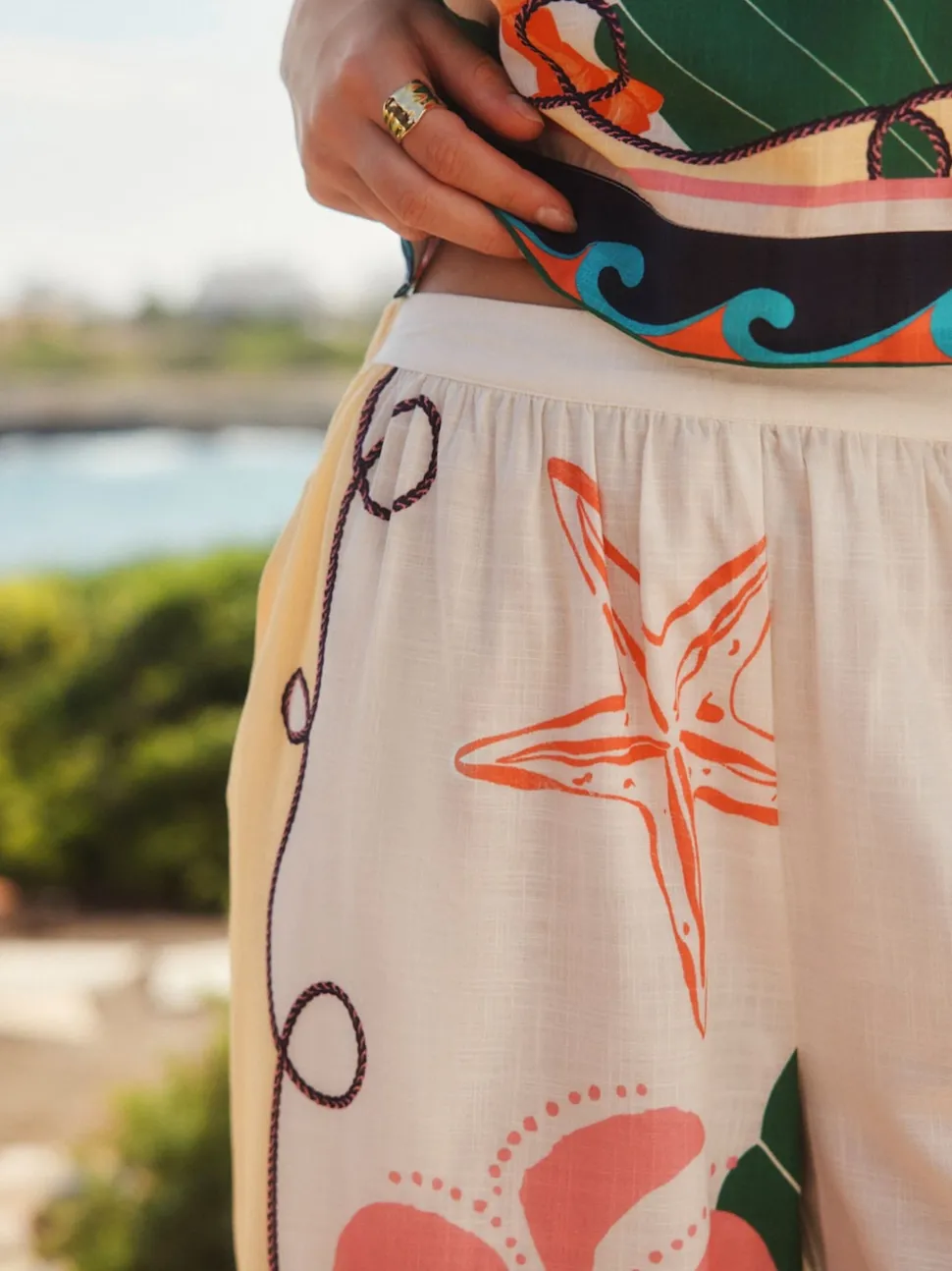 Multicolore - Pantalon large de jambe