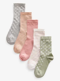 Multicolore - Paquet de 5 chaussettes de cheville en coton riche