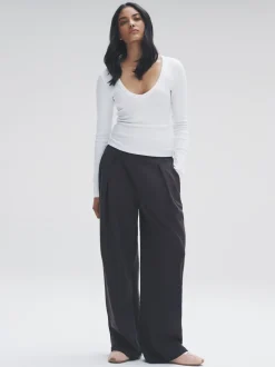 Multicolore - The Set lot de 5 t-shirts côtelés à col en V et manches longues