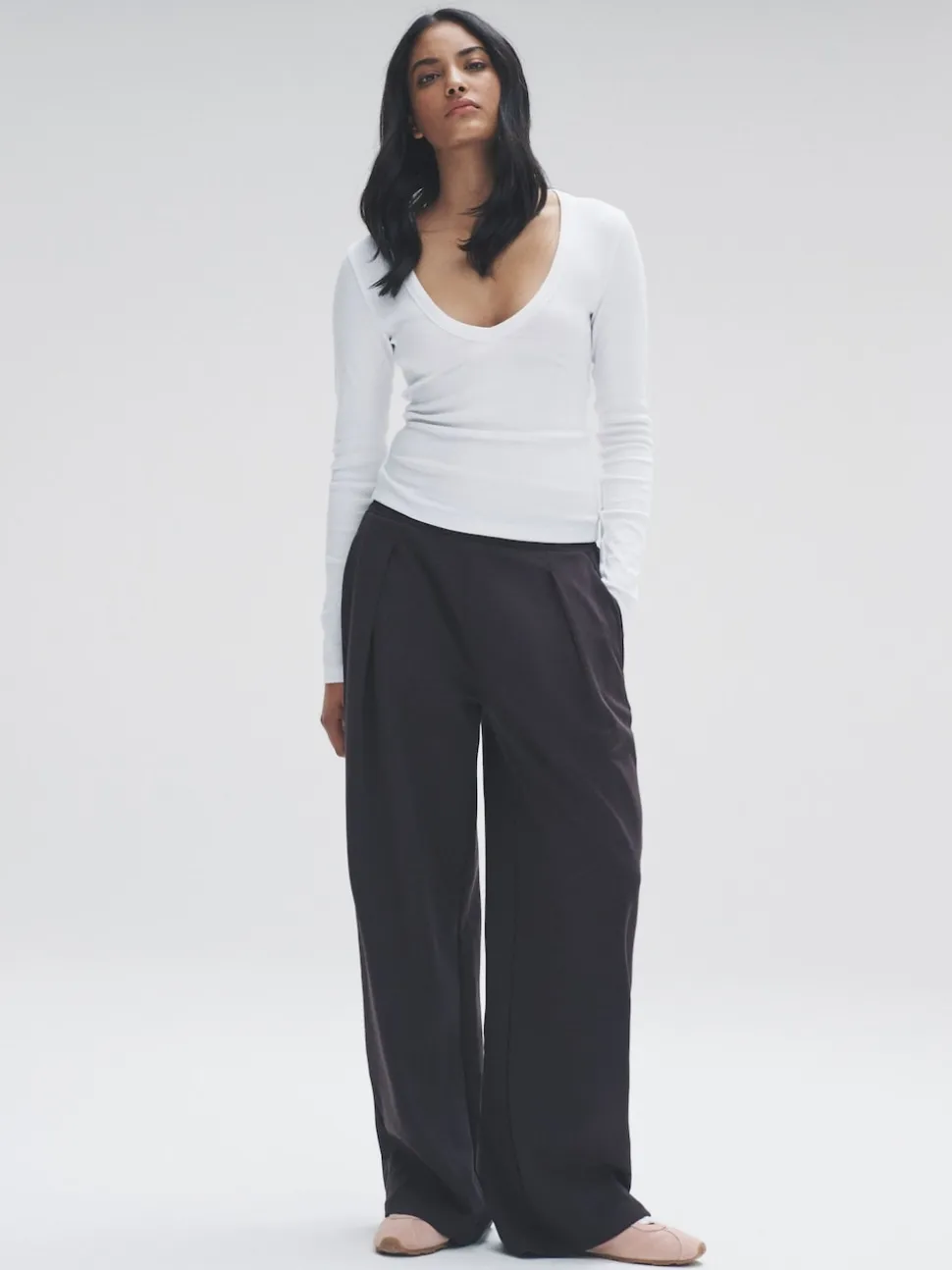 Multicolore - The Set lot de 5 t-shirts côtelés à col en V et manches longues