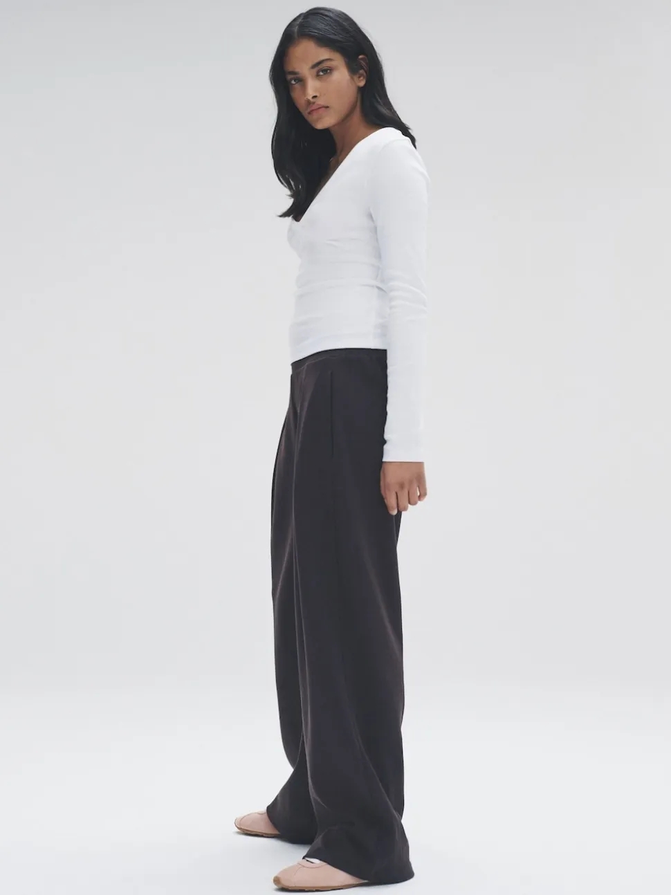 Multicolore - The Set lot de 5 t-shirts côtelés à col en V et manches longues