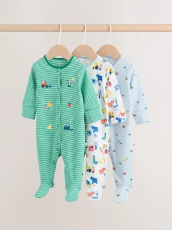 Multicolore Ferme - 3 Pack Baby Sleepsuits (0mths-2yrs)