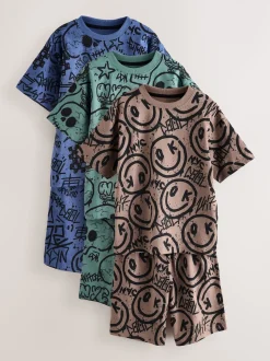 Multicolore motif graffiti - 100Pyjama court en coton % 3 Lot (4-16ans)