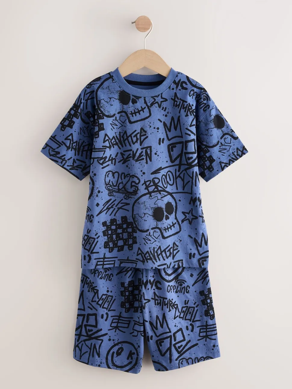 Multicolore motif graffiti - 100Pyjama court en coton % 3 Lot (4-16ans)