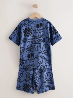 Multicolore motif graffiti - 100Pyjama court en coton % 3 Lot (4-16ans)