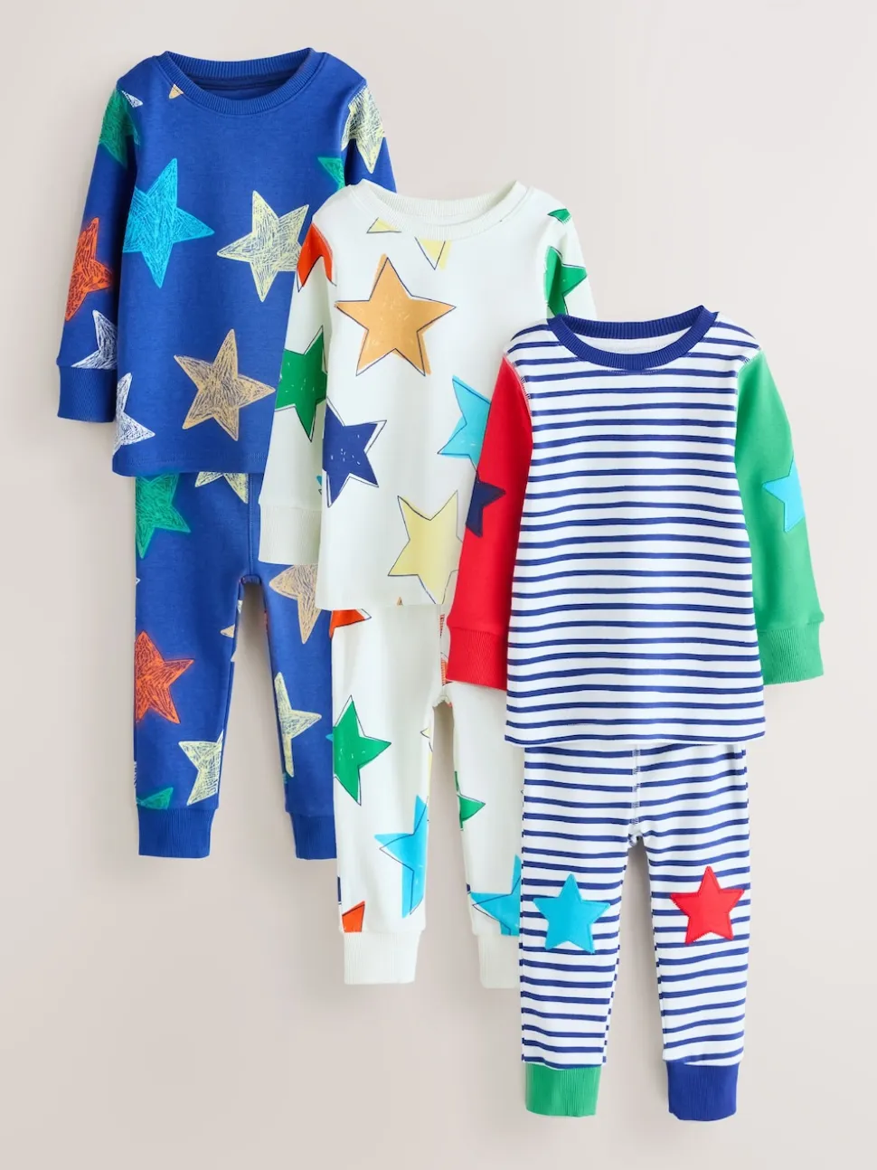 Multicolore motif étoile - Lot de 3 pyjamas Snuggle (9mois-10ans)