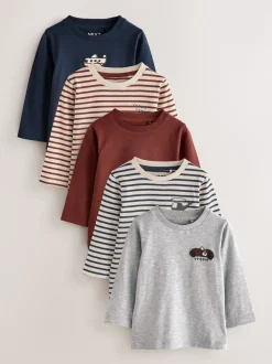 Multicolore motif transport - Lot de 5 T-shirts à manches longues (3mois -7ans)