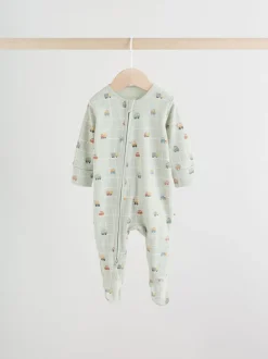 Multicolore motif transport - Combinaisons de nuit à fermeture éclair pour bébés 3 Pack (0mths-2yrs)