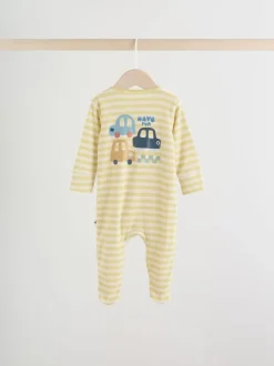 Multicolore motif transport - Combinaisons de nuit à fermeture éclair pour bébés 3 Pack (0mths-2yrs)