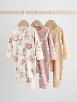 Multicolore Nourriture Personnage - Combinaisons de nuit à fermeture éclair pour bébés 3 Pack (0mths-3yrs)
