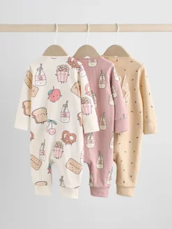 Multicolore Nourriture Personnage - Combinaisons de nuit à fermeture éclair pour bébés 3 Pack (0mths-3yrs)