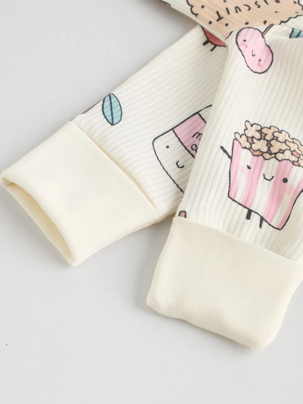 Multicolore Nourriture Personnage - Combinaisons de nuit à fermeture éclair pour bébés 3 Pack (0mths-3yrs)