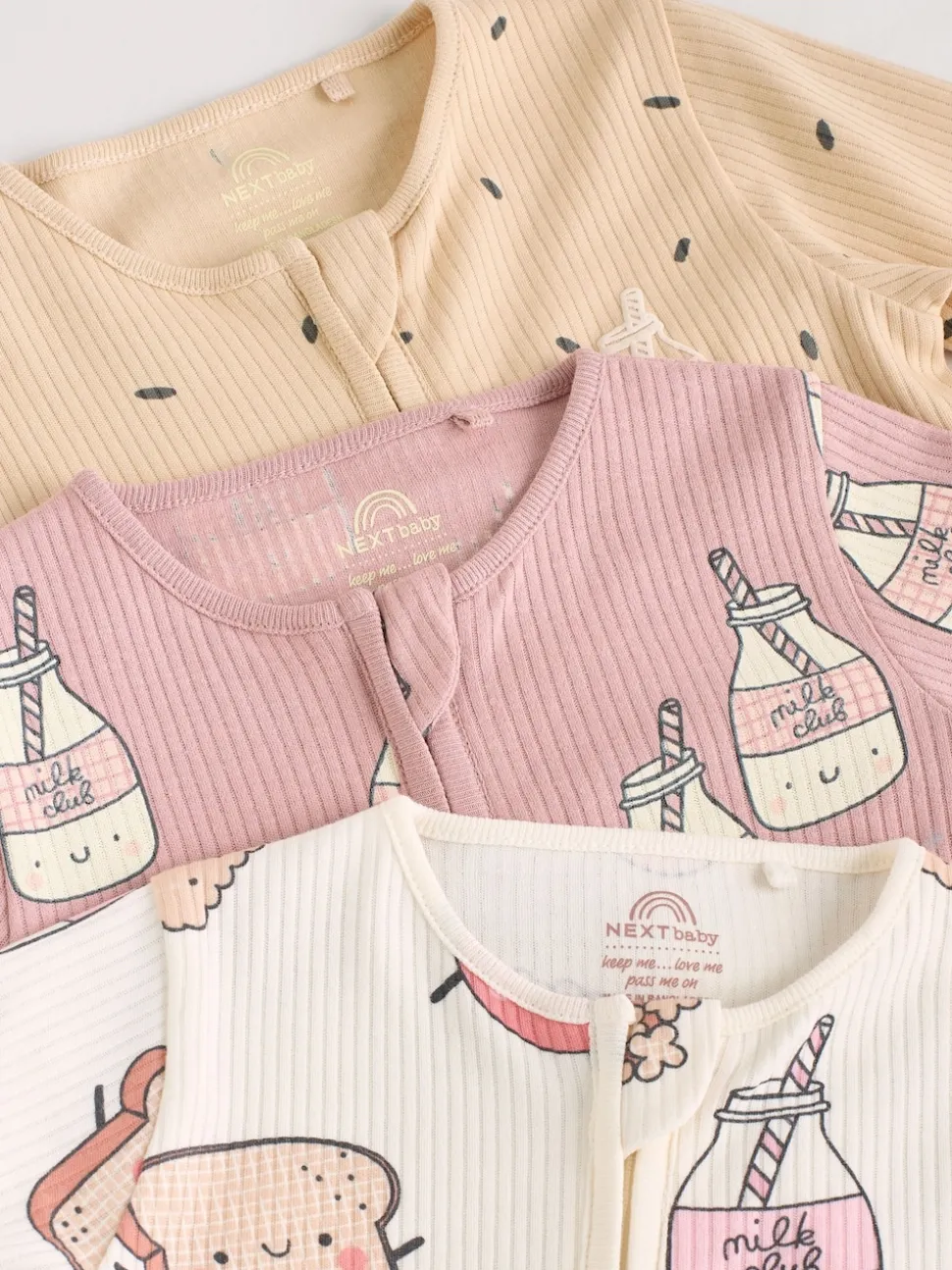 Multicolore Nourriture Personnage - Combinaisons de nuit à fermeture éclair pour bébés 3 Pack (0mths-3yrs)