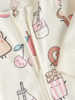 Multicolore Nourriture Personnage - Combinaisons de nuit à fermeture éclair pour bébés 3 Pack (0mths-3yrs)