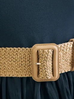 Naturel/doré - Large ceinture effet raphia