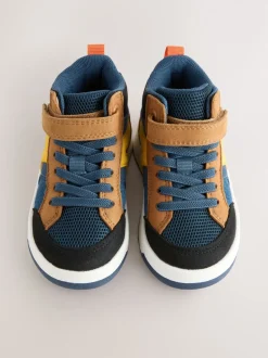 Navy/Fauve Color block - Baskets hautes à lacets élastiques à fermeture par contact