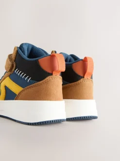 Navy/Fauve Color block - Baskets hautes à lacets élastiques à fermeture par contact