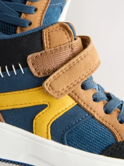 Navy/Fauve Color block - Baskets hautes à lacets élastiques à fermeture par contact