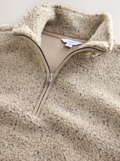 Nep écru chiné - Polaire en peau de mouton à col zippé