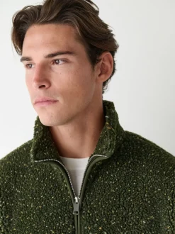 Nep vert kaki - Polaire zippée en entonnoir en peau de mouton