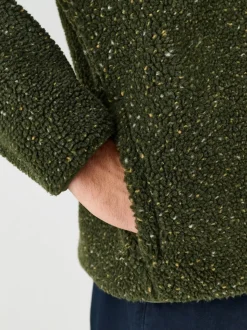 Nep vert kaki - Polaire zippée en entonnoir en peau de mouton