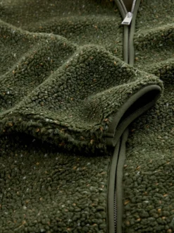 Nep vert kaki - Polaire zippée en entonnoir en peau de mouton