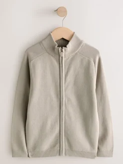 neutre - Cardigan zippé en tricot (3-16ans)