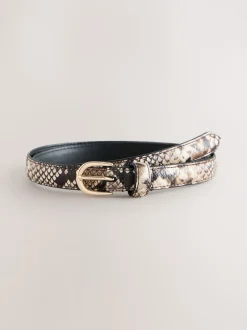 neutre - Ceinture en cuir skinny effet serpent