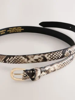 neutre - Ceinture en cuir skinny effet serpent