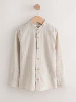neutre - Chemise à manches longues Grandad Collar Lin Mix (3-16yrs)