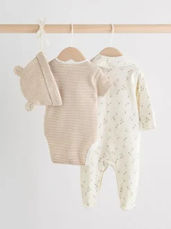 neutre - Combinaison de nuit bébé, Body, Bonnet et Bavoirs bébé Ensemble 4 Pièces (0-9mois)