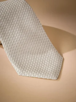 neutre - Cravate Signature en soie texturée