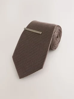 neutre - Cravate texturée avec pince à cravate
