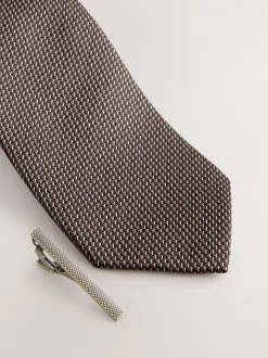 neutre - Cravate texturée avec pince à cravate