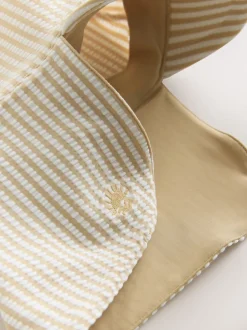 neutre - Ensemble maillot de bain et chapeau anti-soleil rayé (3mois-7ans)