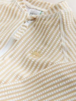 neutre - Ensemble maillot de bain et chapeau anti-soleil rayé (3mois-7ans)