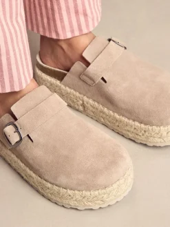neutre - Espadrilles épaisses en daim à bout rond