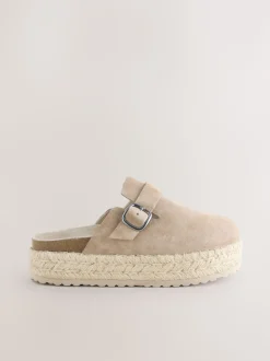 neutre - Espadrilles épaisses en daim à bout rond