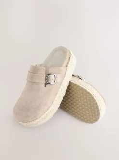 neutre - Espadrilles épaisses en daim à bout rond