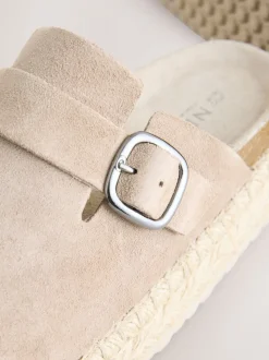 neutre - Espadrilles épaisses en daim à bout rond