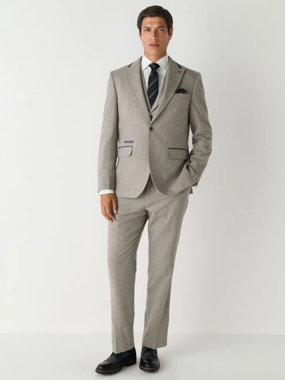 neutre - Gilet de costume Nova Fides italien coupe slim en laine Blend texturé