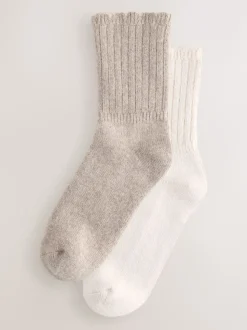 neutre - Lot de 2 paires de chaussettes en laine mérinos