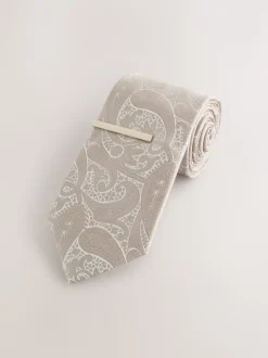 neutre - Paisley Tie With Tie Clip