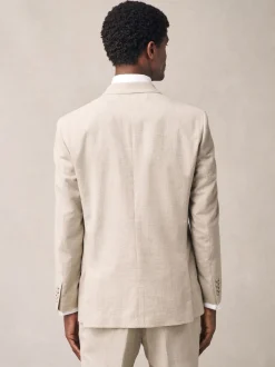 neutre - Veste de costume à carreaux en lin Blend coupe régulière