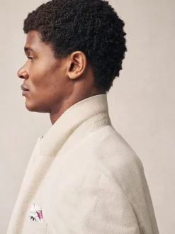 neutre - Veste de costume à carreaux en lin Blend coupe régulière