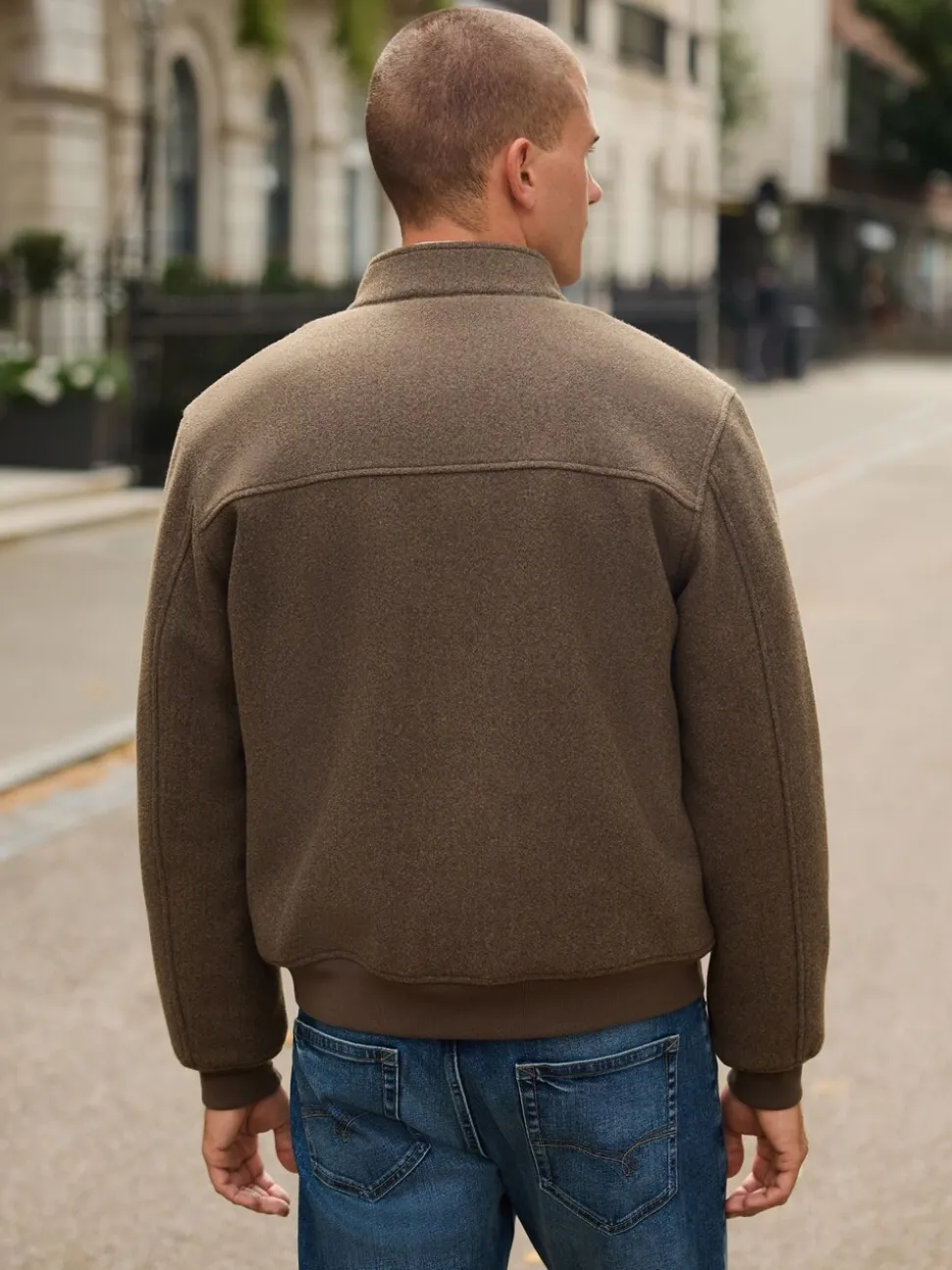 neutre - Veste Harrington doublée de borg en laine