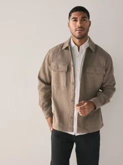 neutre - Veste-chemise en laine à deux poches