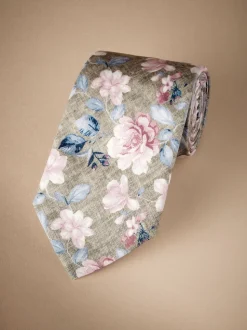 Neutre Brown/Rose Fleuri  - Cravate Signature Made in Italie à motif paisley